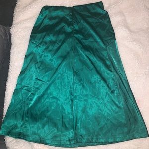 Zaful Green Silky Silk Skirt- Size Small